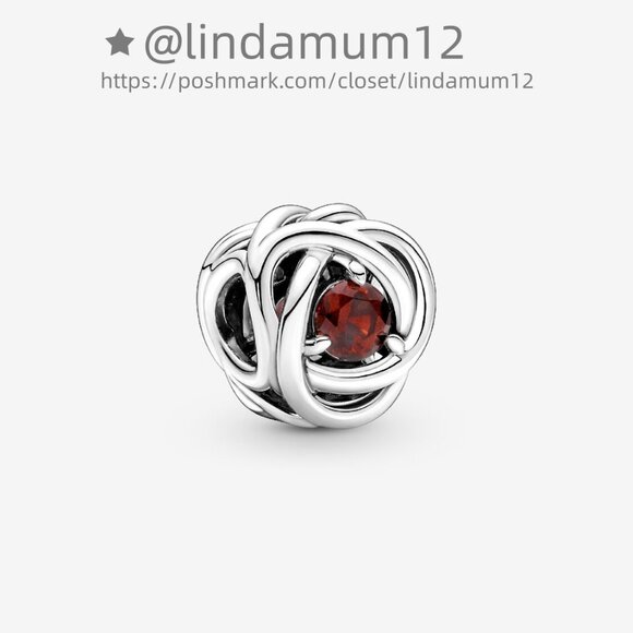 Pandora January Red Eternity Circle Charm - Picture 1 of 5